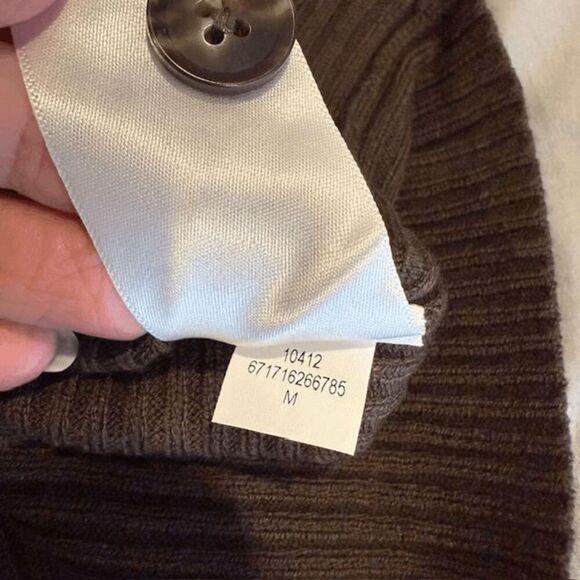 AYR Merino The West End Wool Blend Brown Button Frt Top Short Sleeve Size Medium - Picture 5 of 8